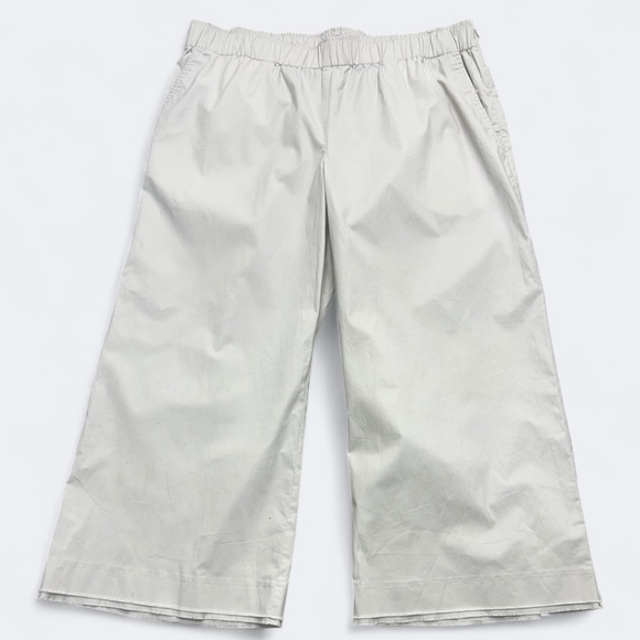 Eileen Fisher Pants 1X Light Gray Wide Leg Elastic Waist Side Zip Organic Cotton - Picture 1 of 13